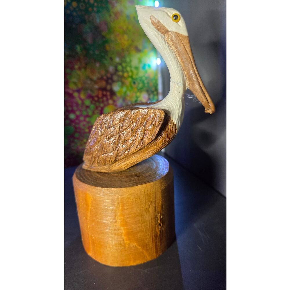Hand Carved Wooden Pelican